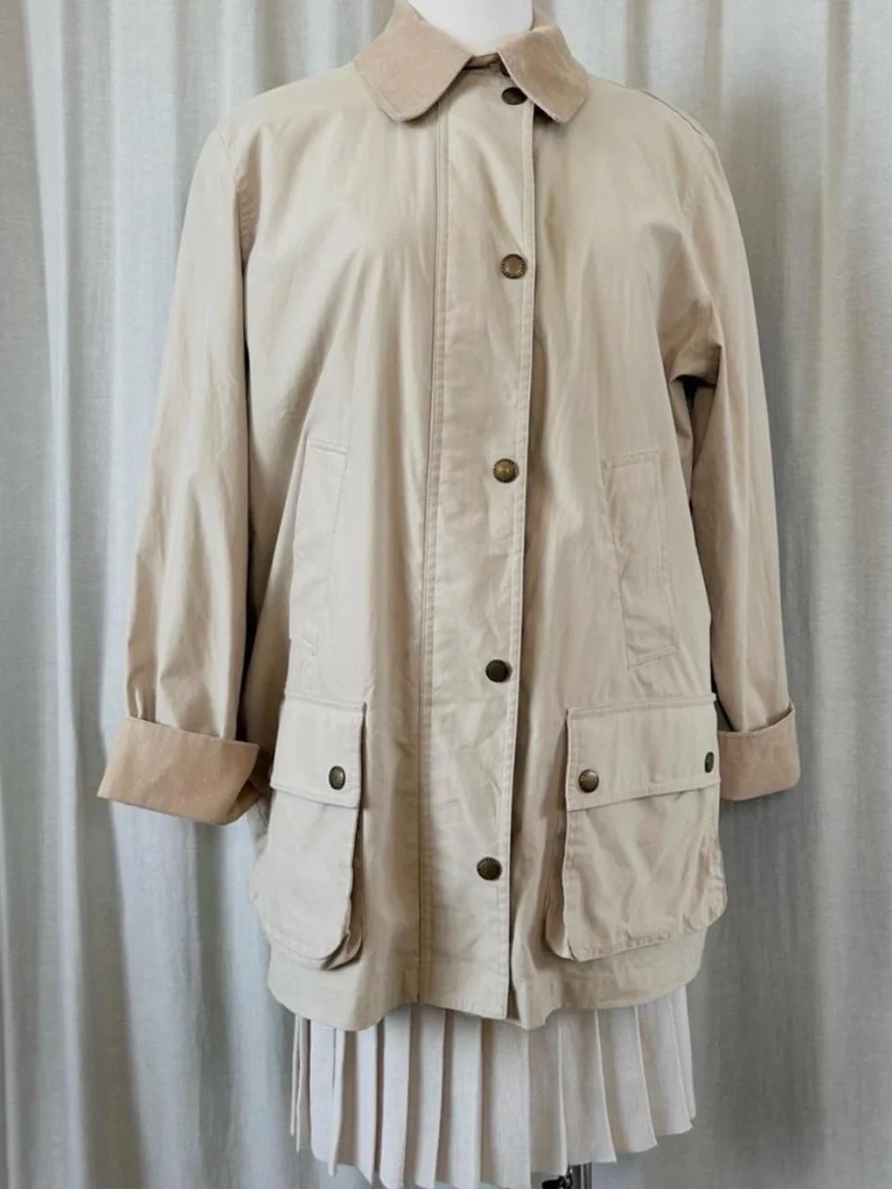 Ralph Lauren Barn Coat Canvas Corduroy Collar Vintage Field Jacket